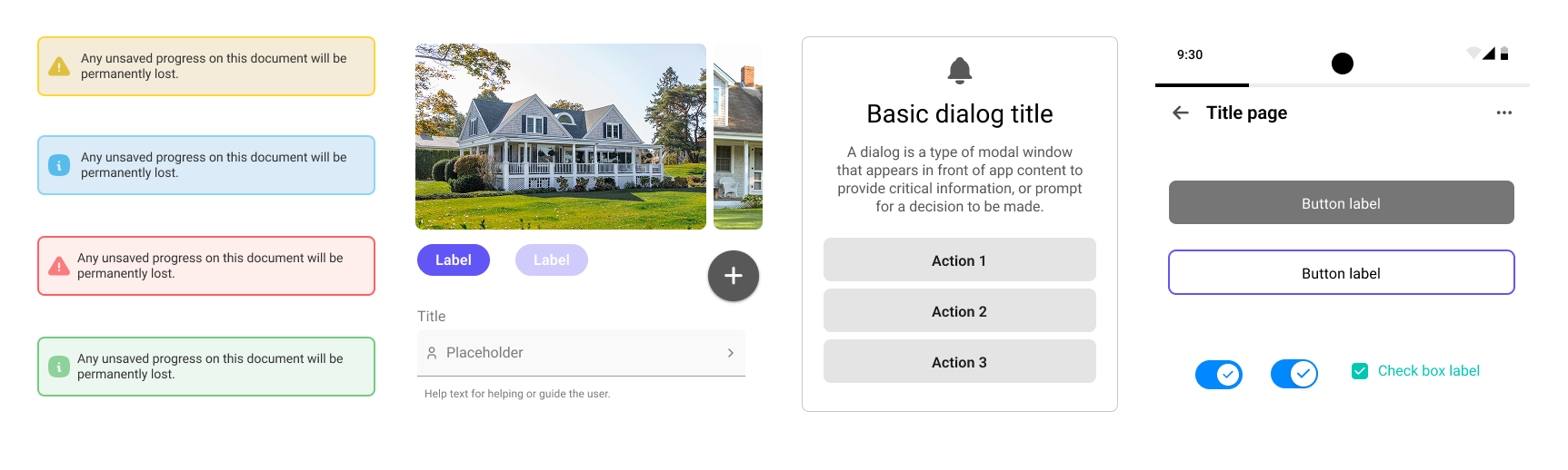 Some elements from the design system