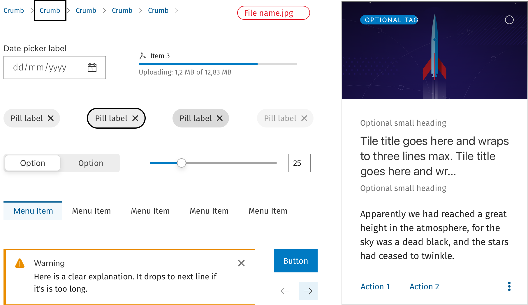 Some elements from the design system