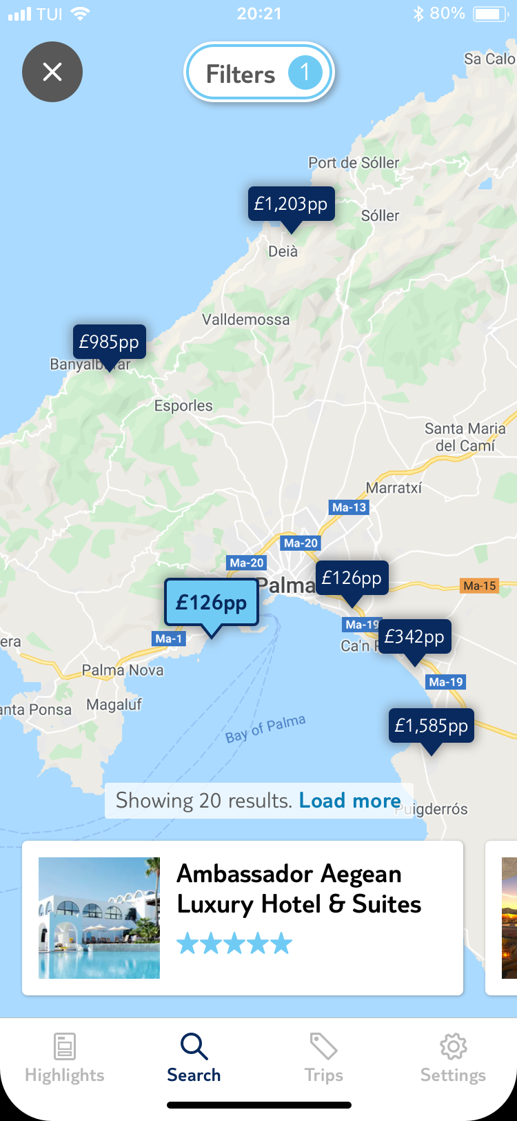 Map with prices