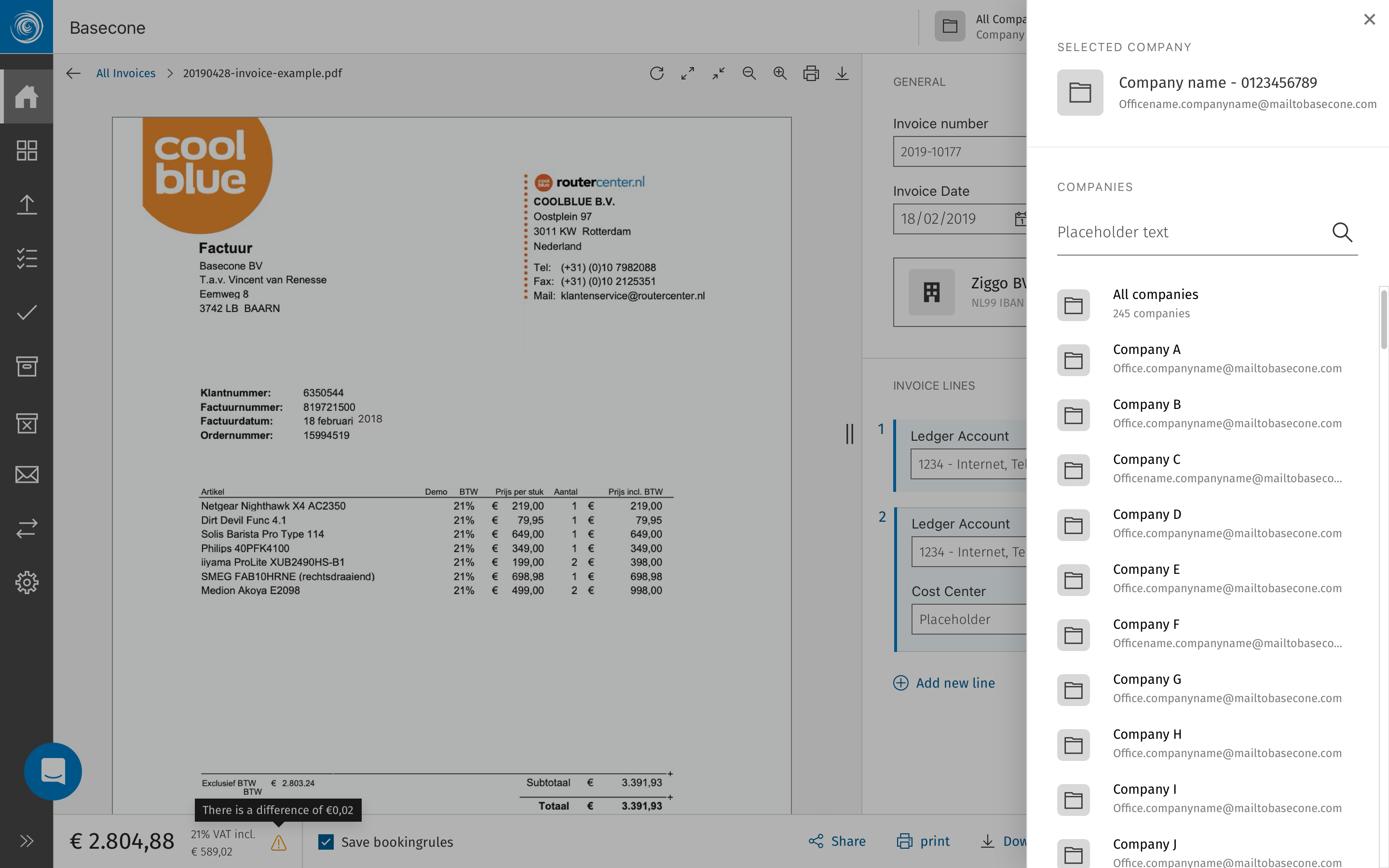 User panel — slide-in from right