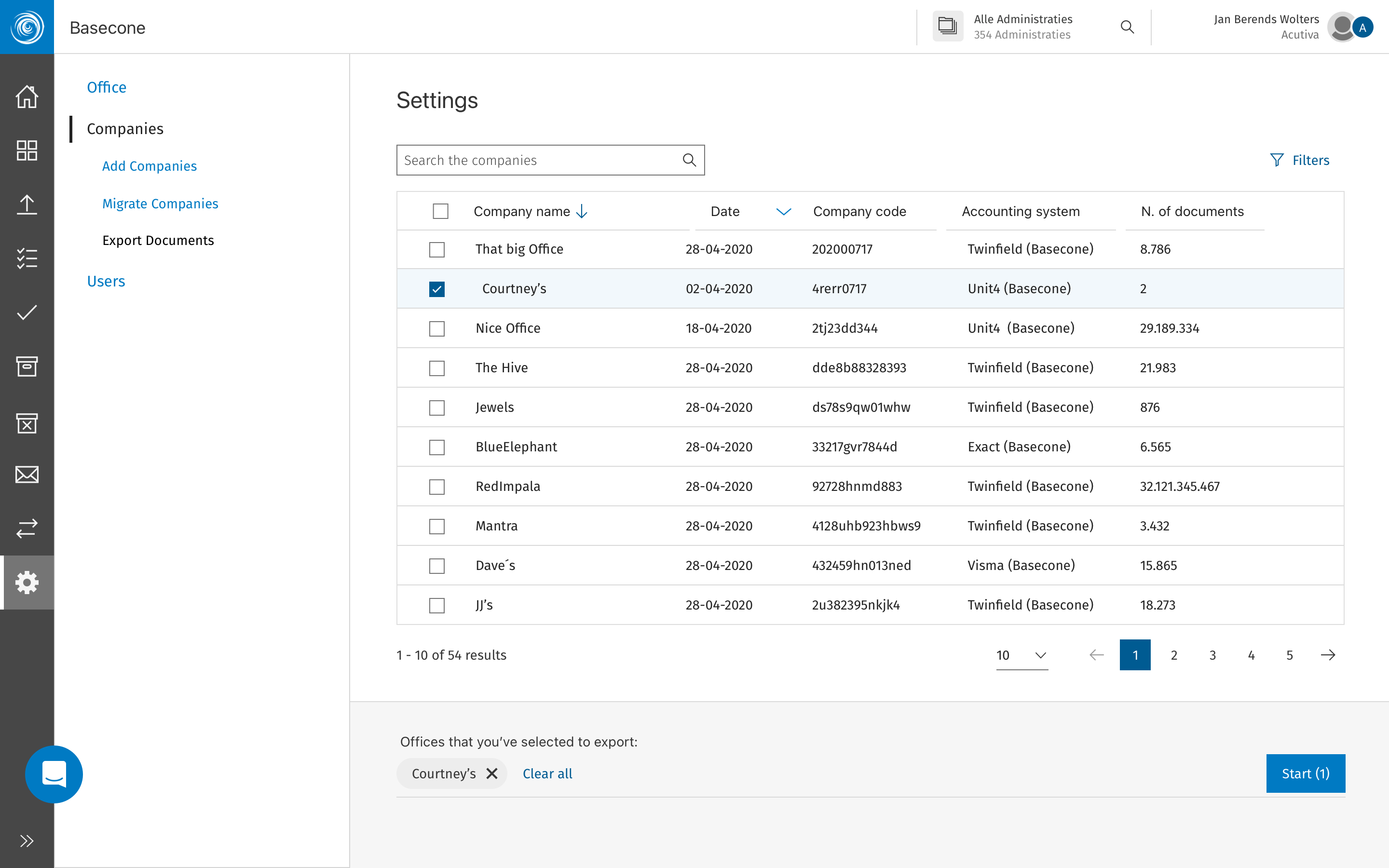 Account configuration — settings grouping