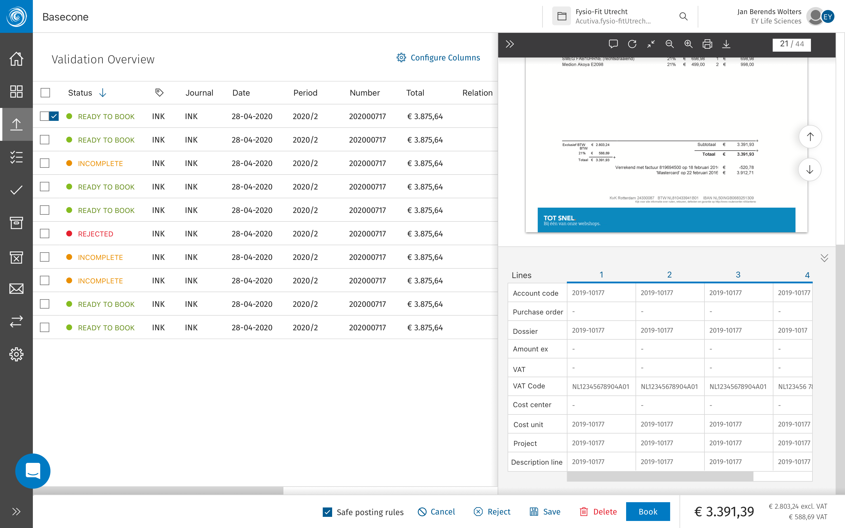 Validation — power bar with booking action