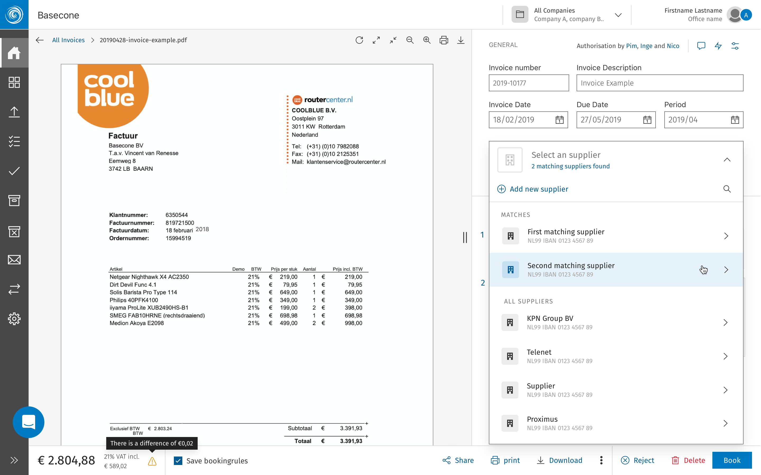 Validation overview — list view